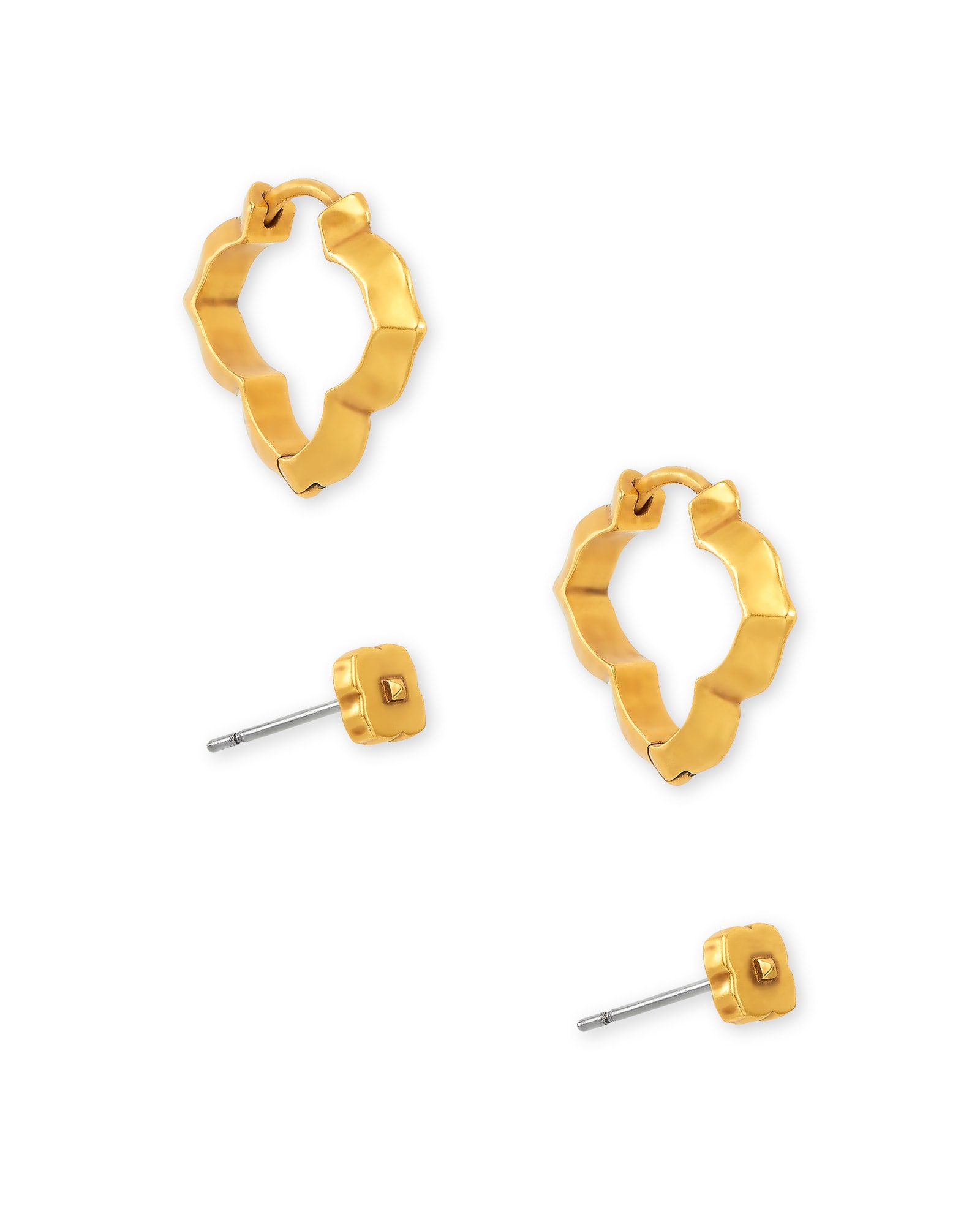 Kendra Scott Abbie Stud & Huggie Earrings Set in Vintage Gold | Plated Brass